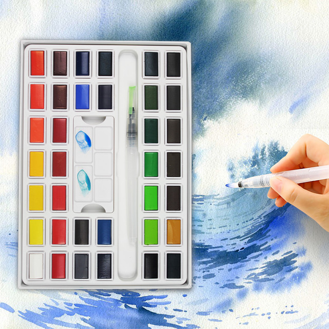 Superior 12/24/36Colors Solid Water Color Paint Set With Water Paint Brush  Portable Pigment For Art Supplies Artist Watercolor - AliExpress